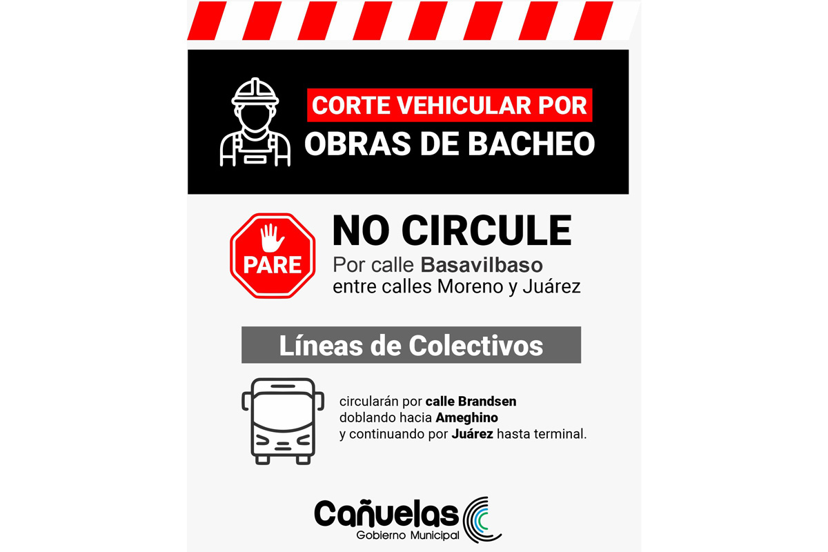 Corte vehicular por obras de bacheo